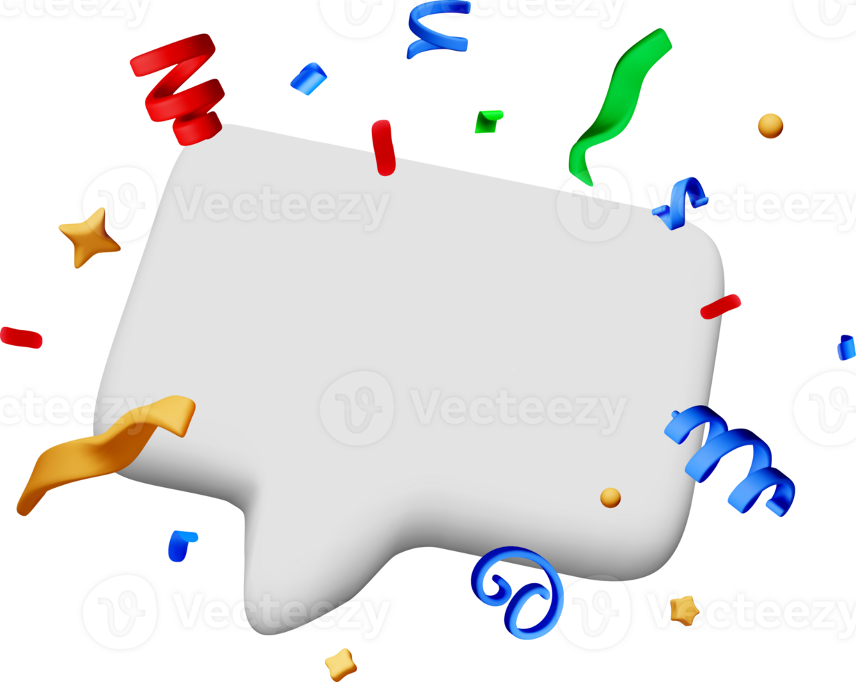 Colorful 3D Speech Bubble with Confetti Elements png