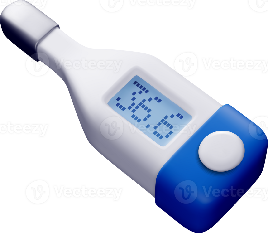 3D Digital Thermometer in Realistic Style png