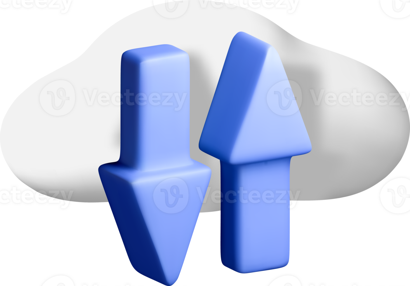 3D Blue Up and Down Arrows with Cloud Background png