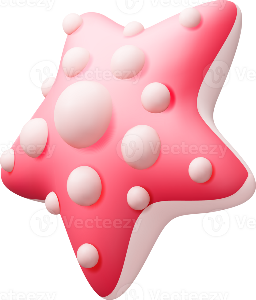 Vibrant 3D Starfish with Polka Dots png