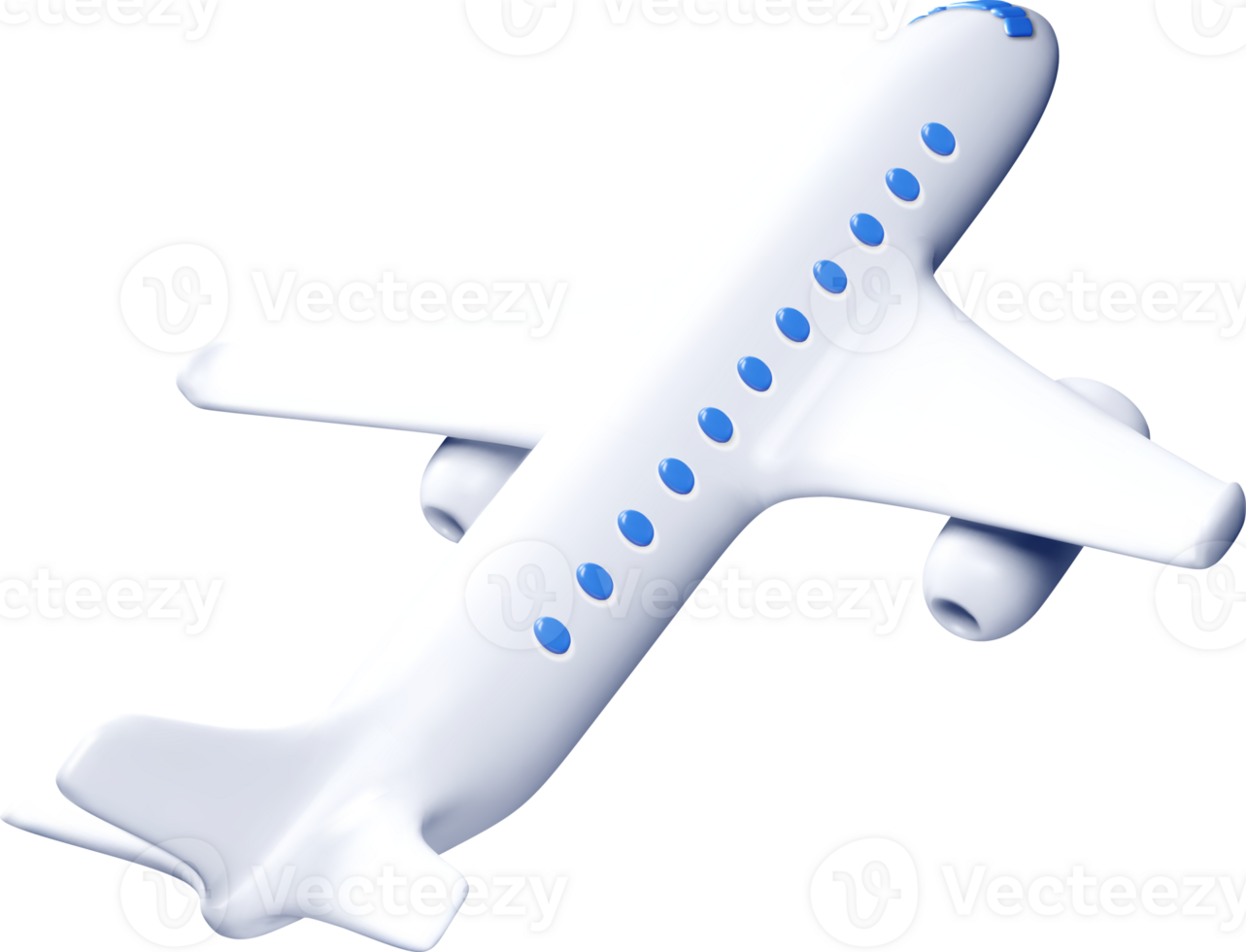 Stylized 3D Airplane Model in Flight View png