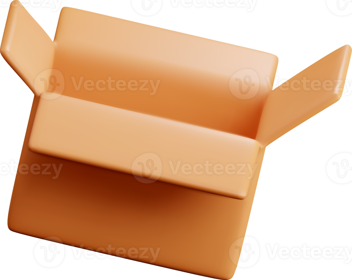 Realistic 3D Open Box with Flaps png