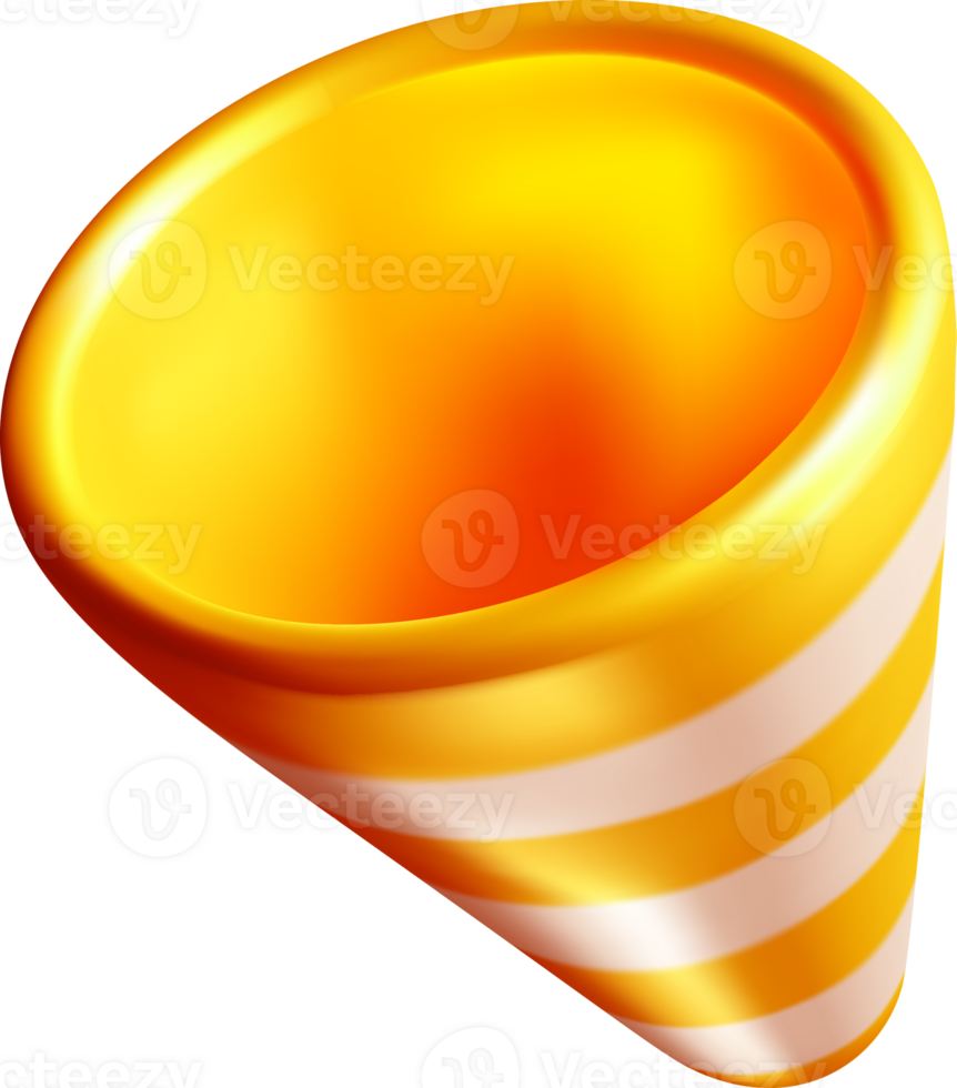 3D Golden Party Cone with Stripes Design png