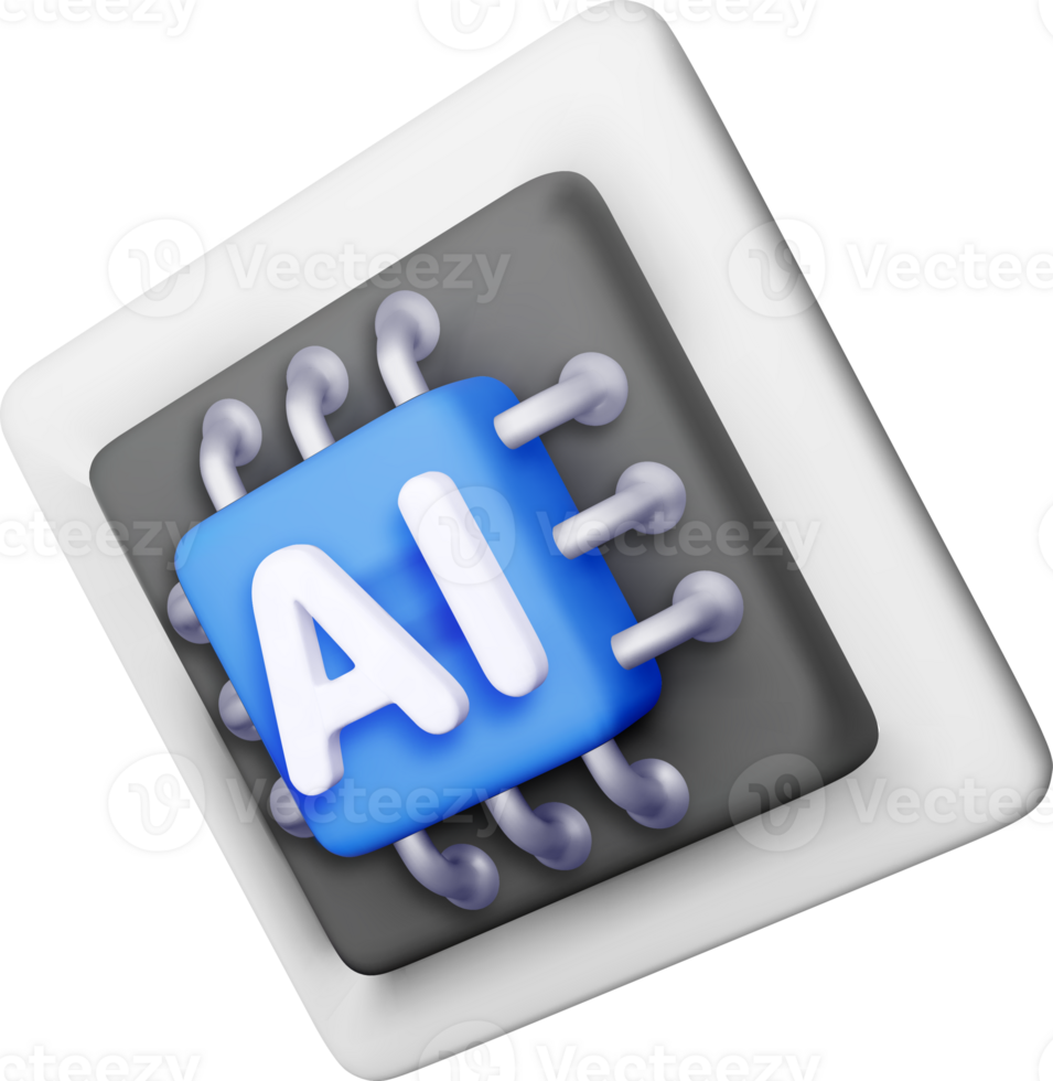 3D AI Chip Design with Modern Aesthetics. png