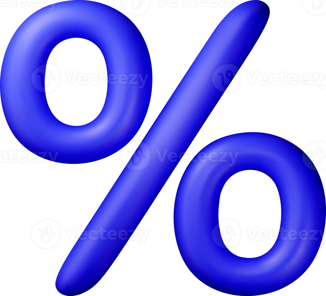3D Percentage Symbol in Vibrant Blue Color png