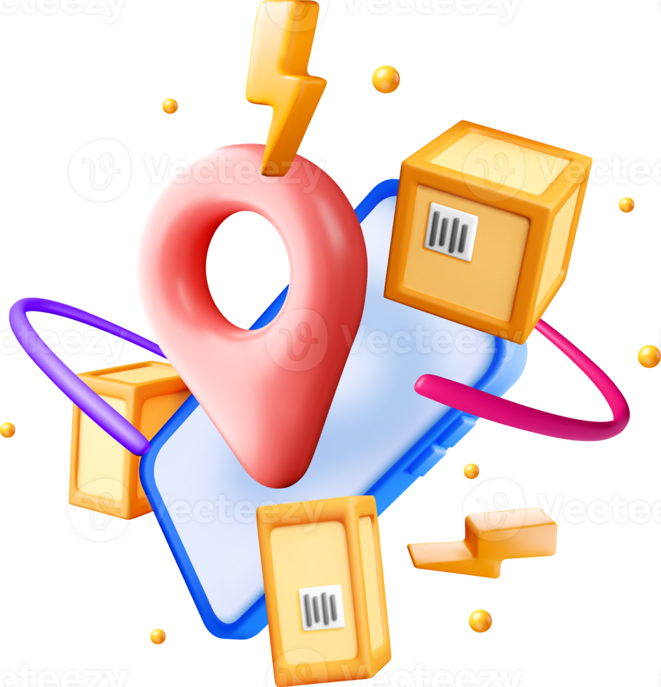 3D Mobile Location and Delivery Concept Art png