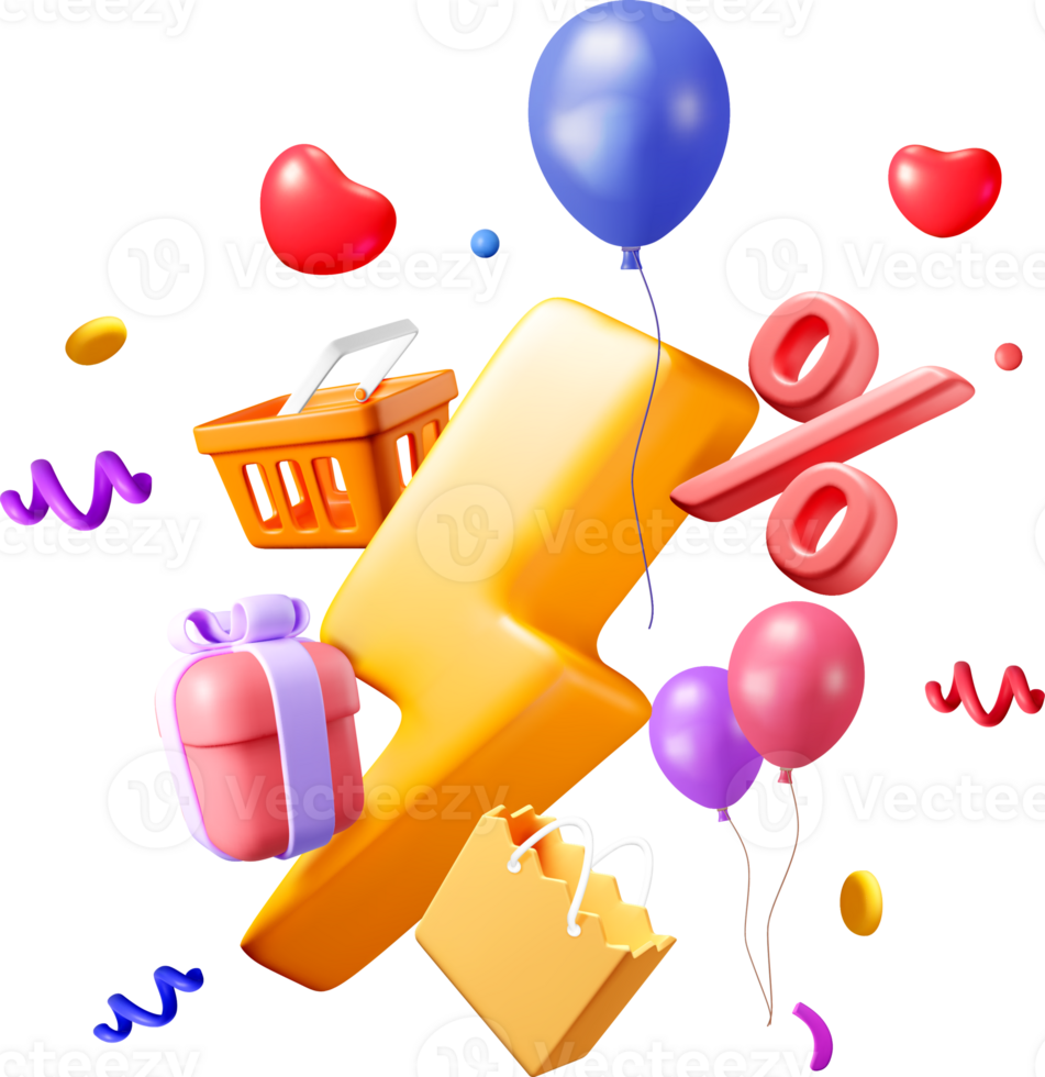 Dynamic 3D Sale with Gifts and Balloons png