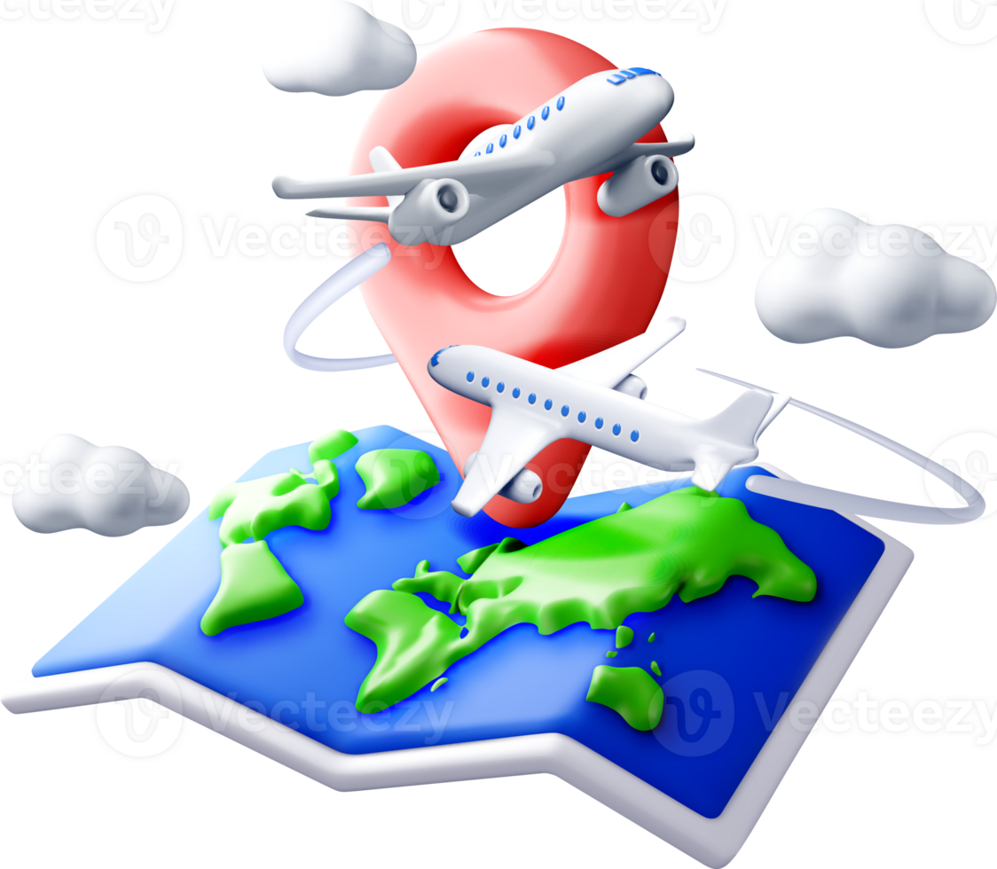 3D Travel and Navigation Concept Illustration png