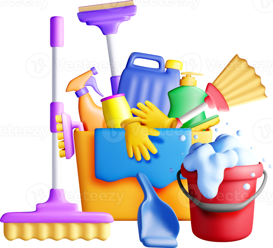 3D Cleaning Supplies and Tools png