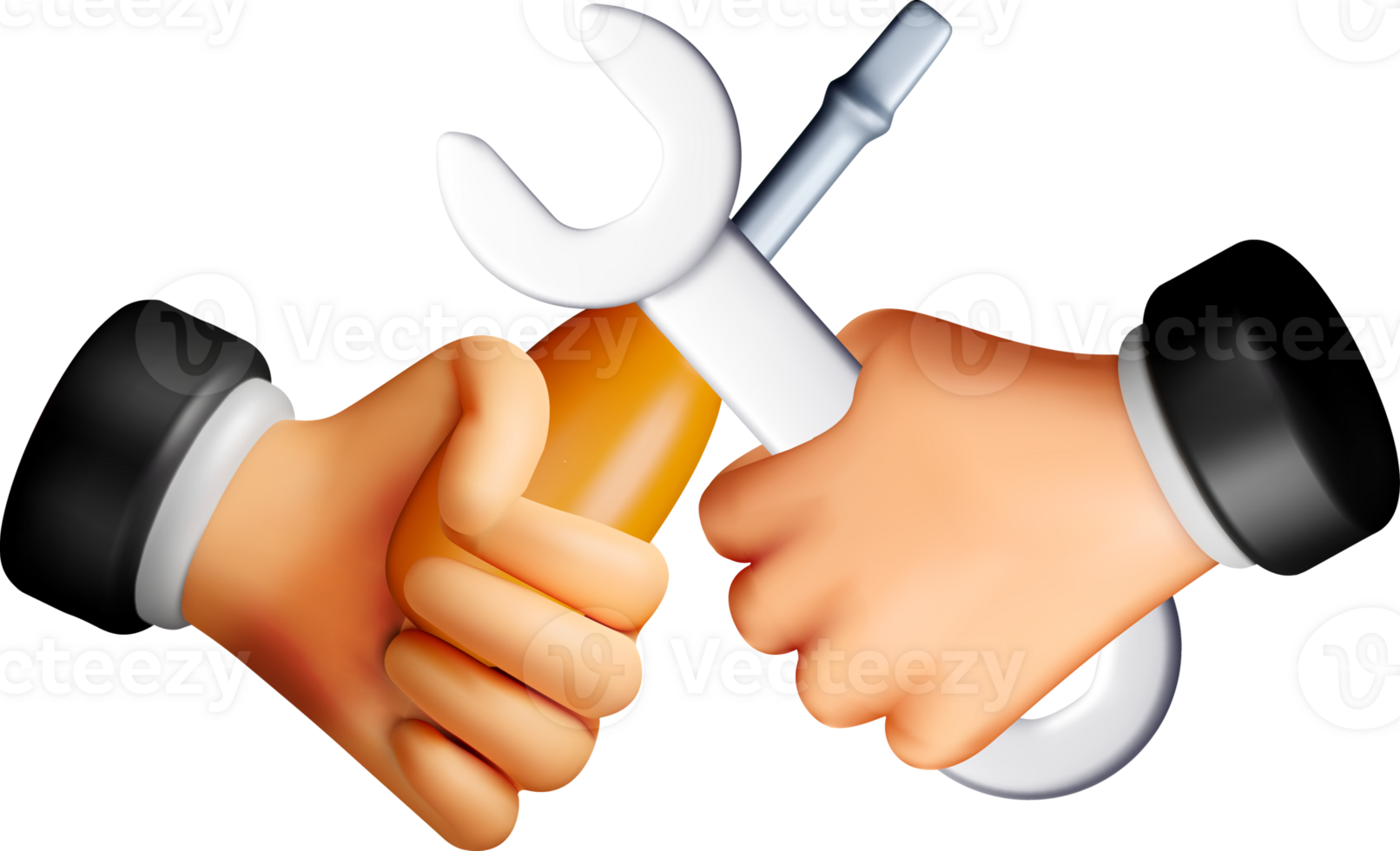 3D Hands Holding Tools in Action png