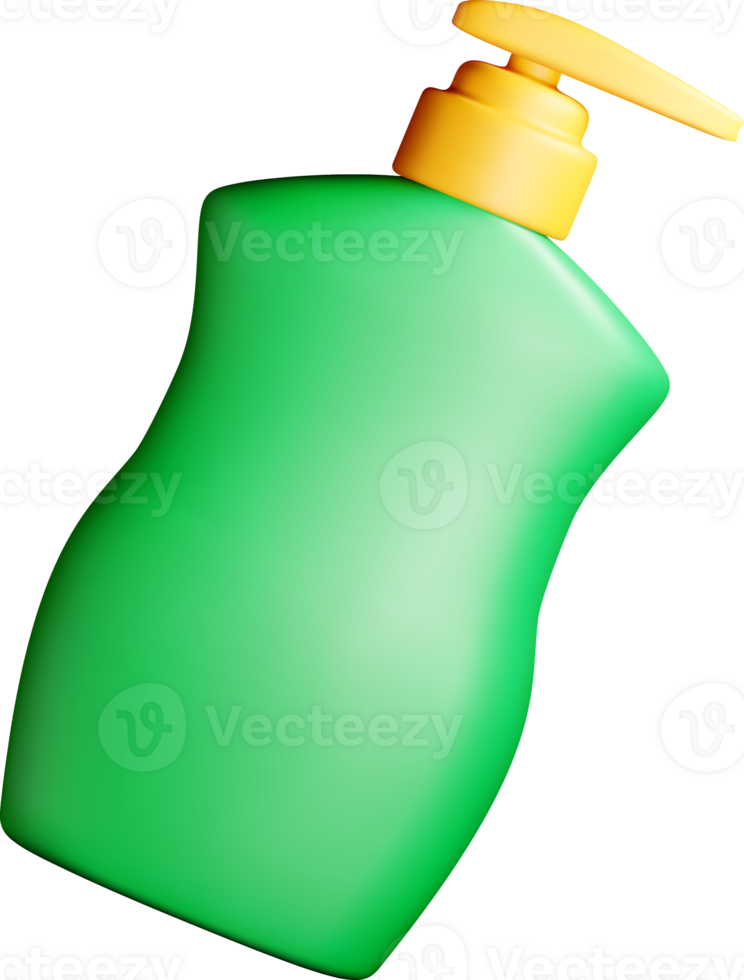 3D Green Pump Bottle with Yellow Lid Design png