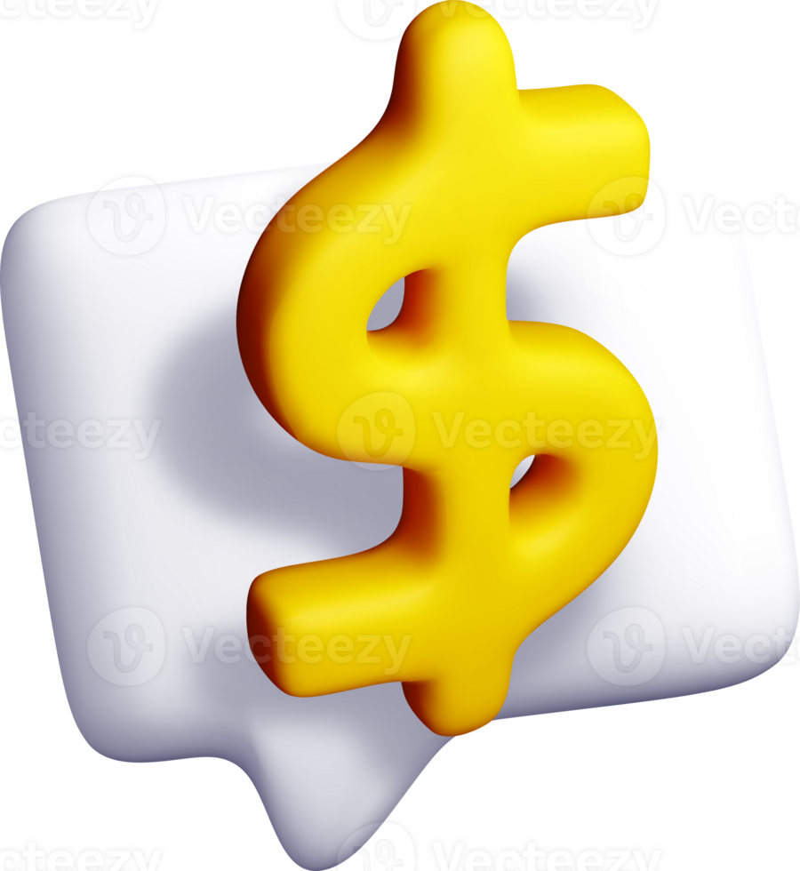 3d amarillo dólar firmar en un habla burbuja png