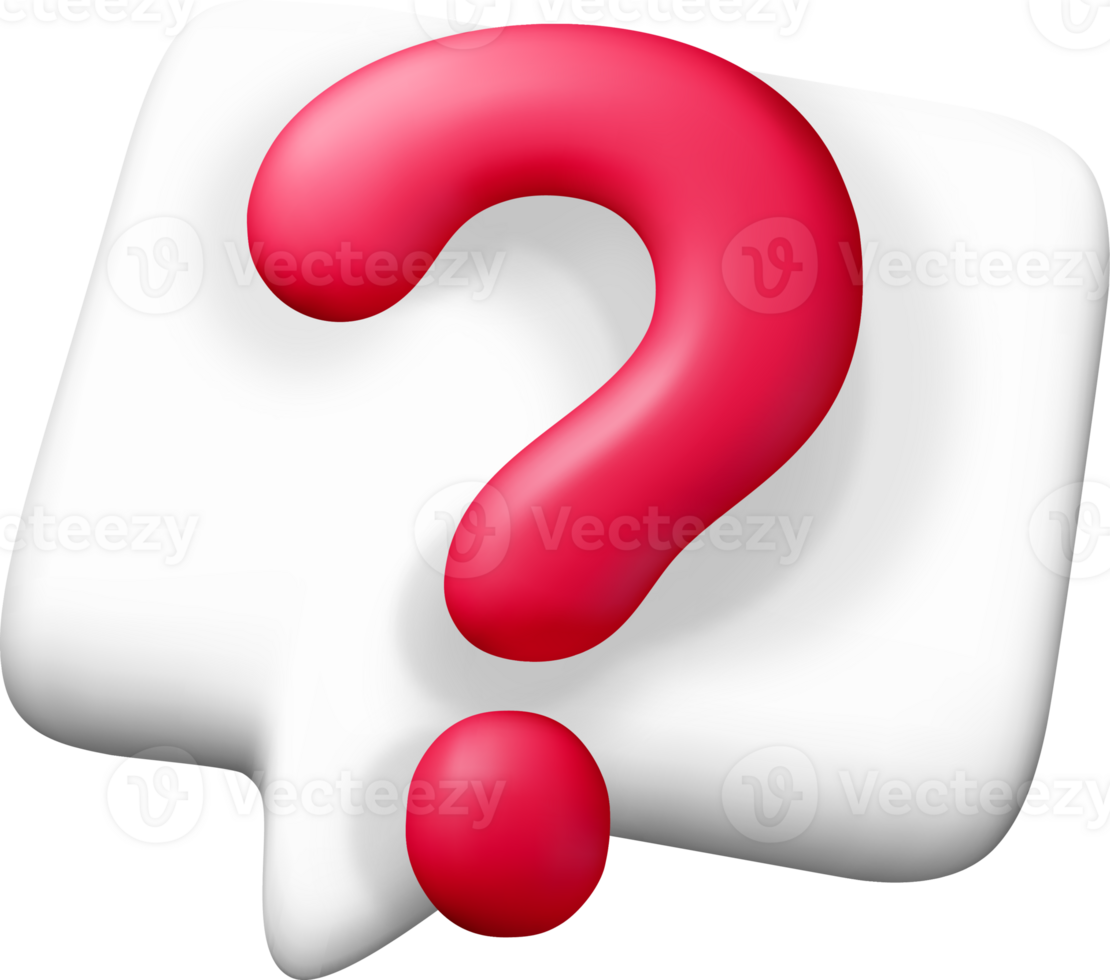 3D Question Mark in a Speech Bubble Design png