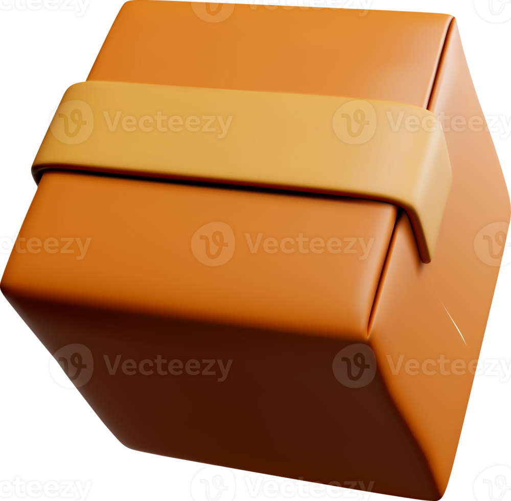 Detailed 3D Render of a Brown Package Box png