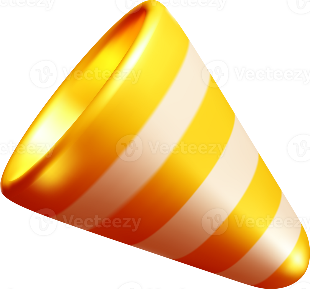 3D Cone Shape with Striped Pattern Design png