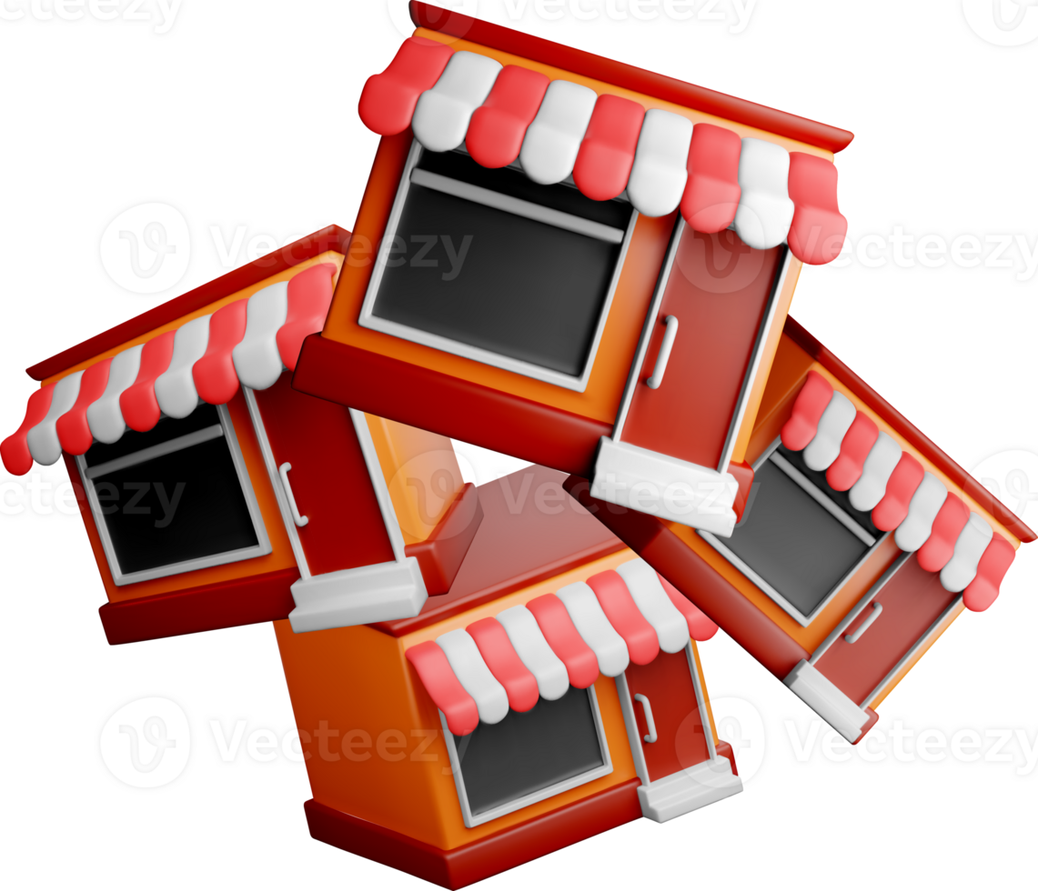 Colorful 3D Shopfronts in a Creative Arrangement png
