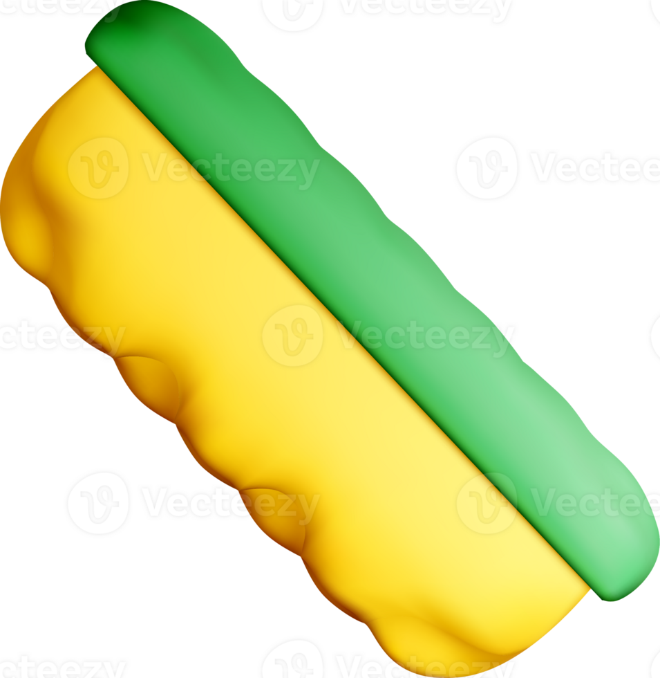 Colorful 3D Sandwich with Green and Yellow Layers png