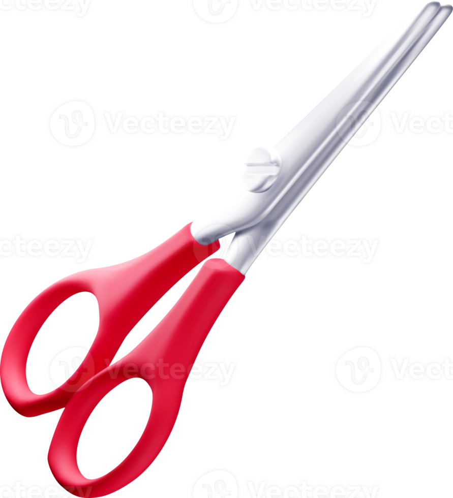 3D Scissors with Red Handles for Cutting Tasks png