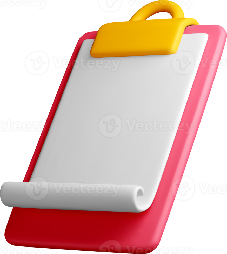 Colorful 3D Clipboard with Roll Paper Design png