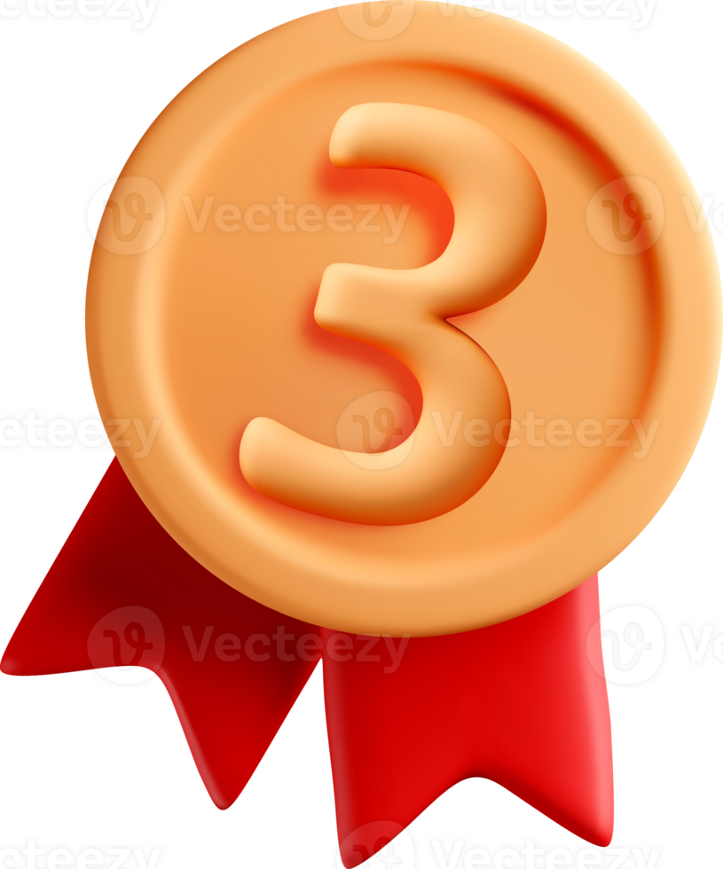 3D Medal with Red Ribbons for Achievement png