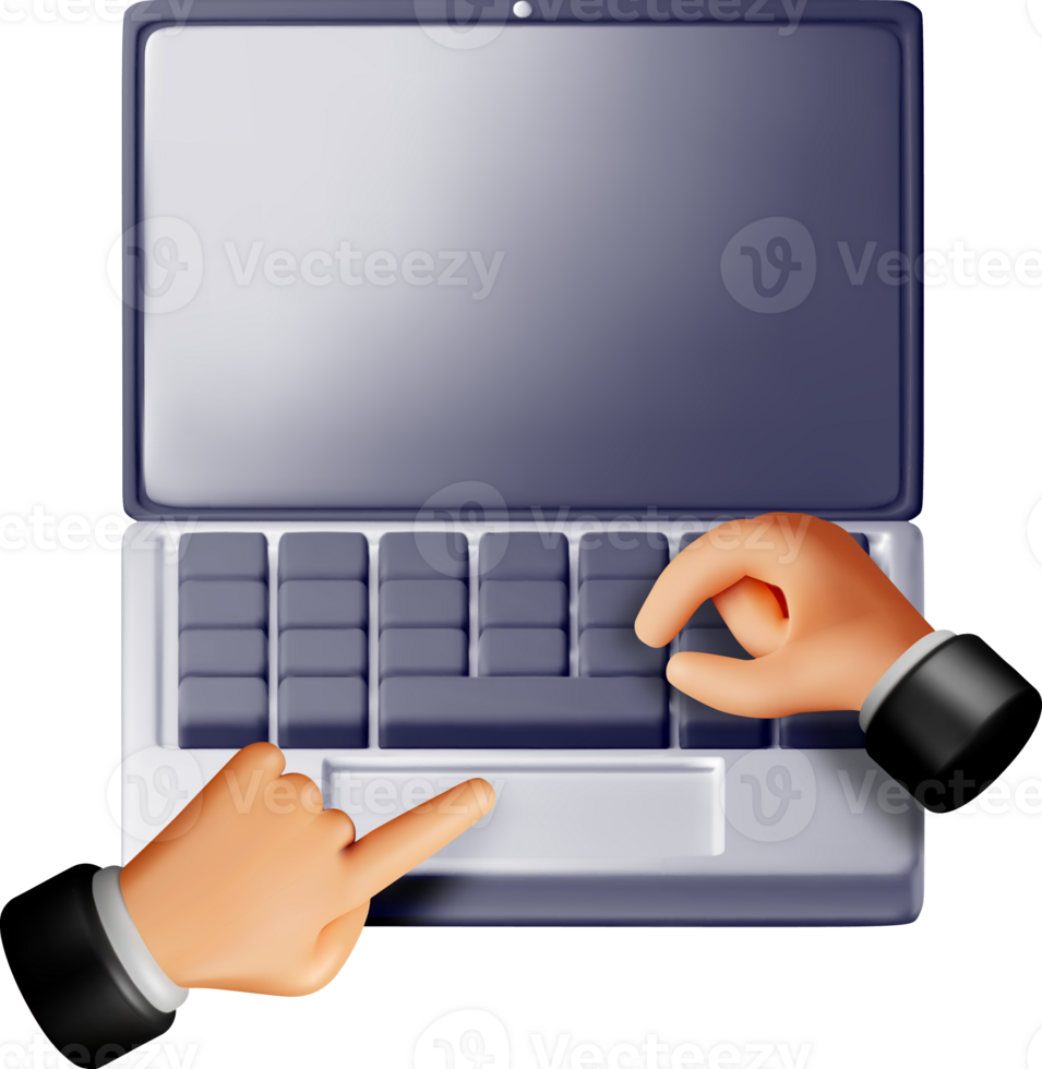 3D Hands Typing on a Laptop Keyboard. png