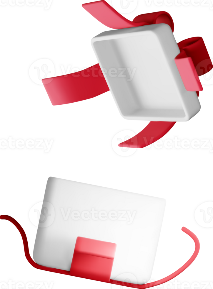 Modern 3D Box with Red Ribbon Design png