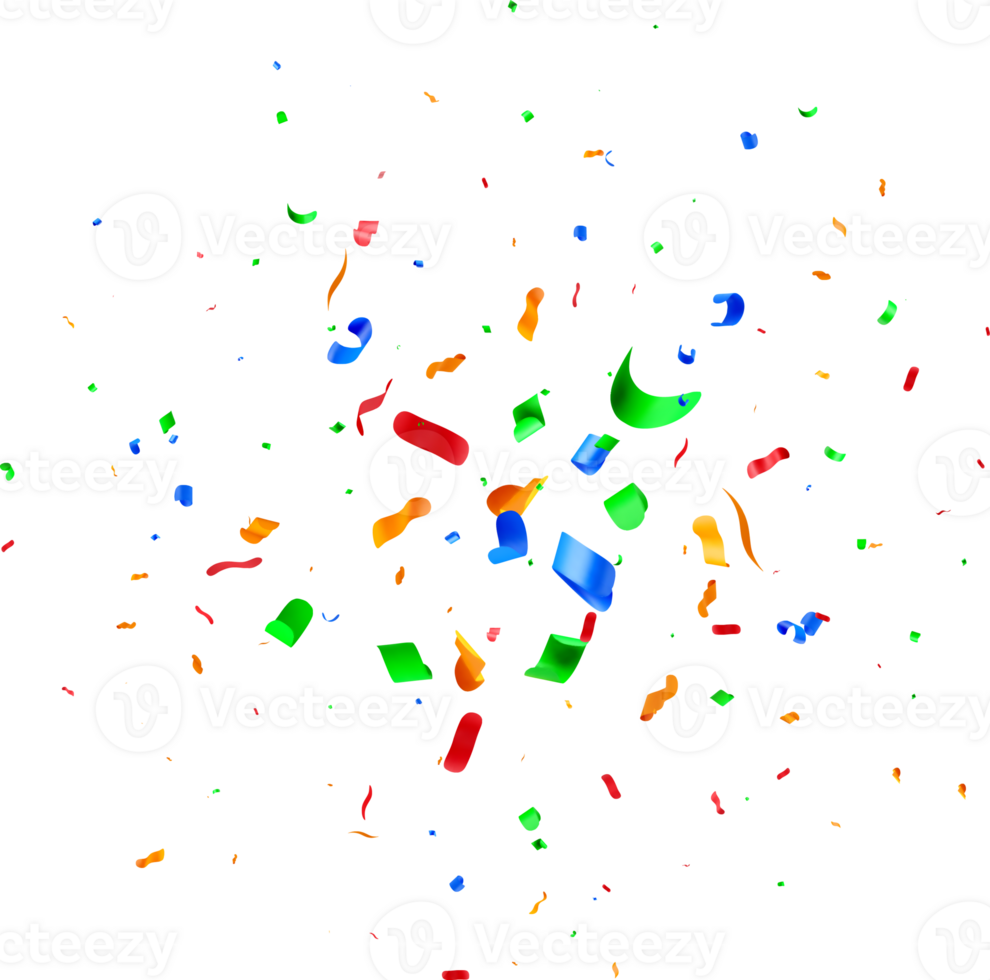 Colorful 3D Confetti Burst on White Background png