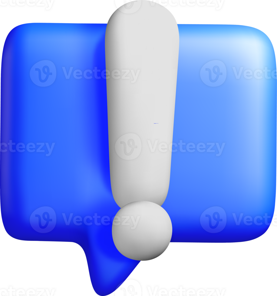 3D Speech Bubble with Exclamation Mark Design png