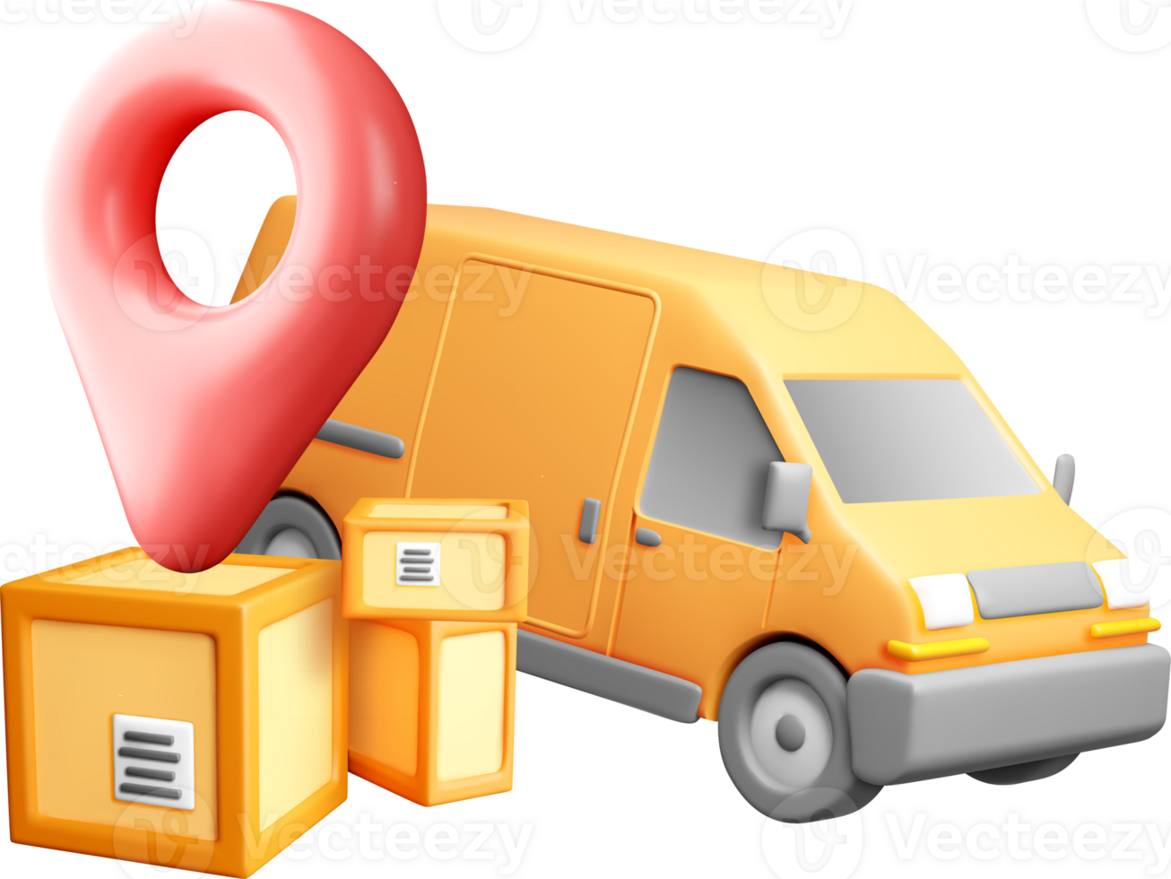 3D Delivery Van with Location and Packages png