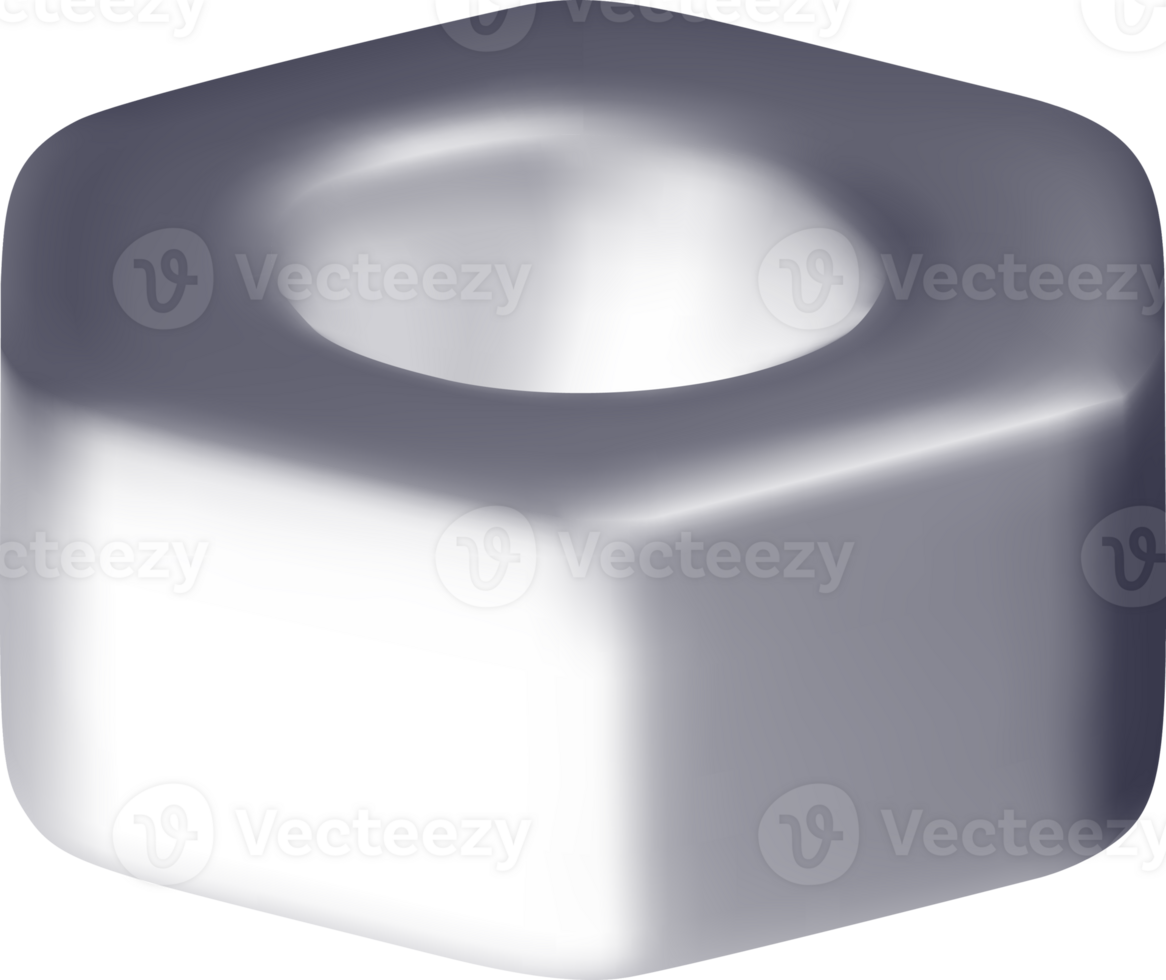 Glossy 3D Hexagonal Object with Hollow Center png