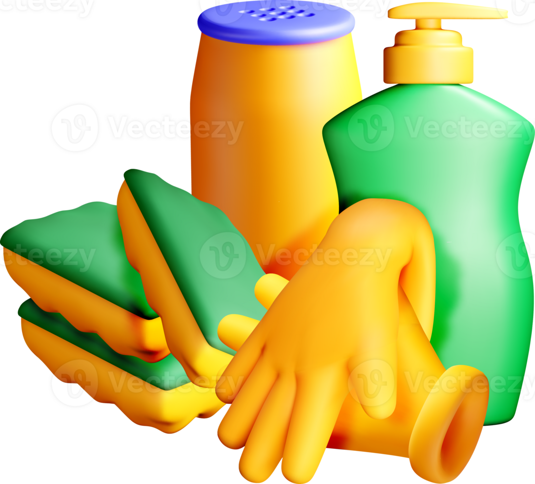 Colorful 3D Cleaning Supplies png