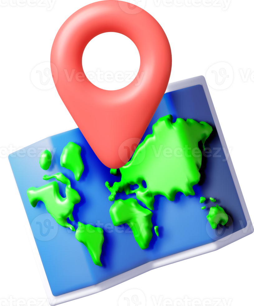 3D Map with Location Pin Highlighting Area png