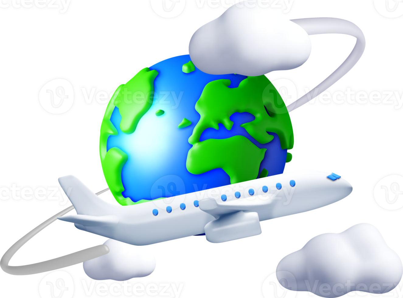 3D Airplane Flying Around the Earth Graphic png