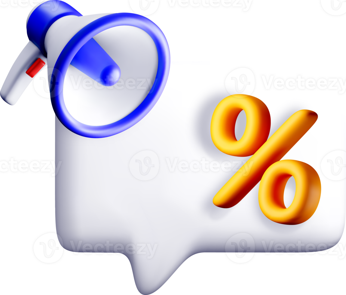 3D Percentage Announcement in Speech Bubble png