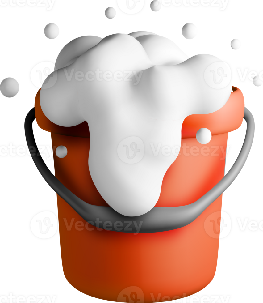 3D Cleaning Bucket with Foam Effervescence png