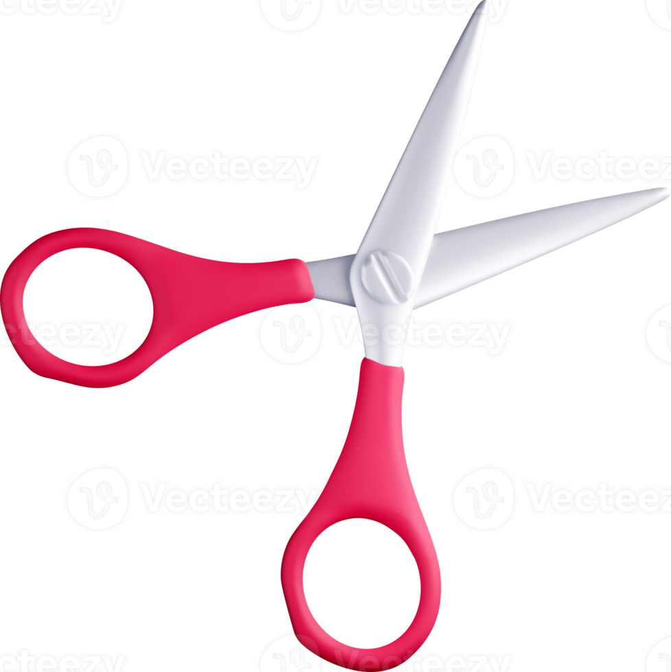 Colorful 3D Scissors with Pink Handles png