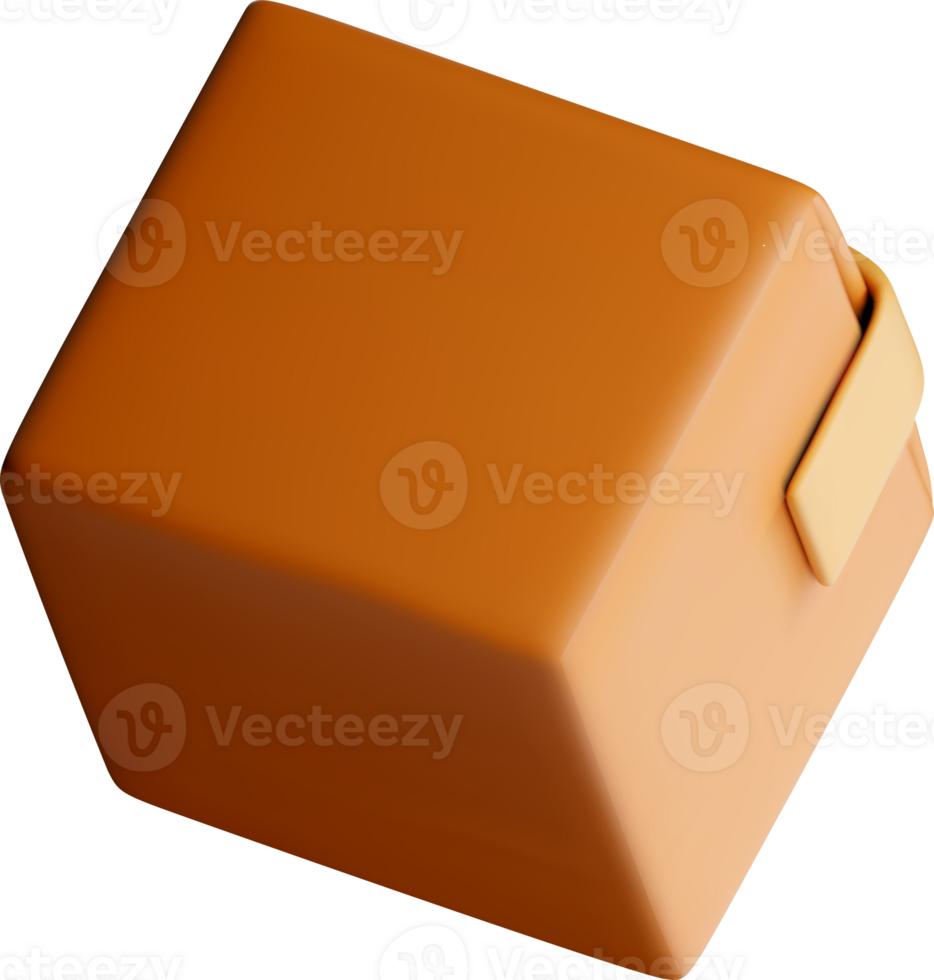3D Abstract Orange Box with Handle Design png