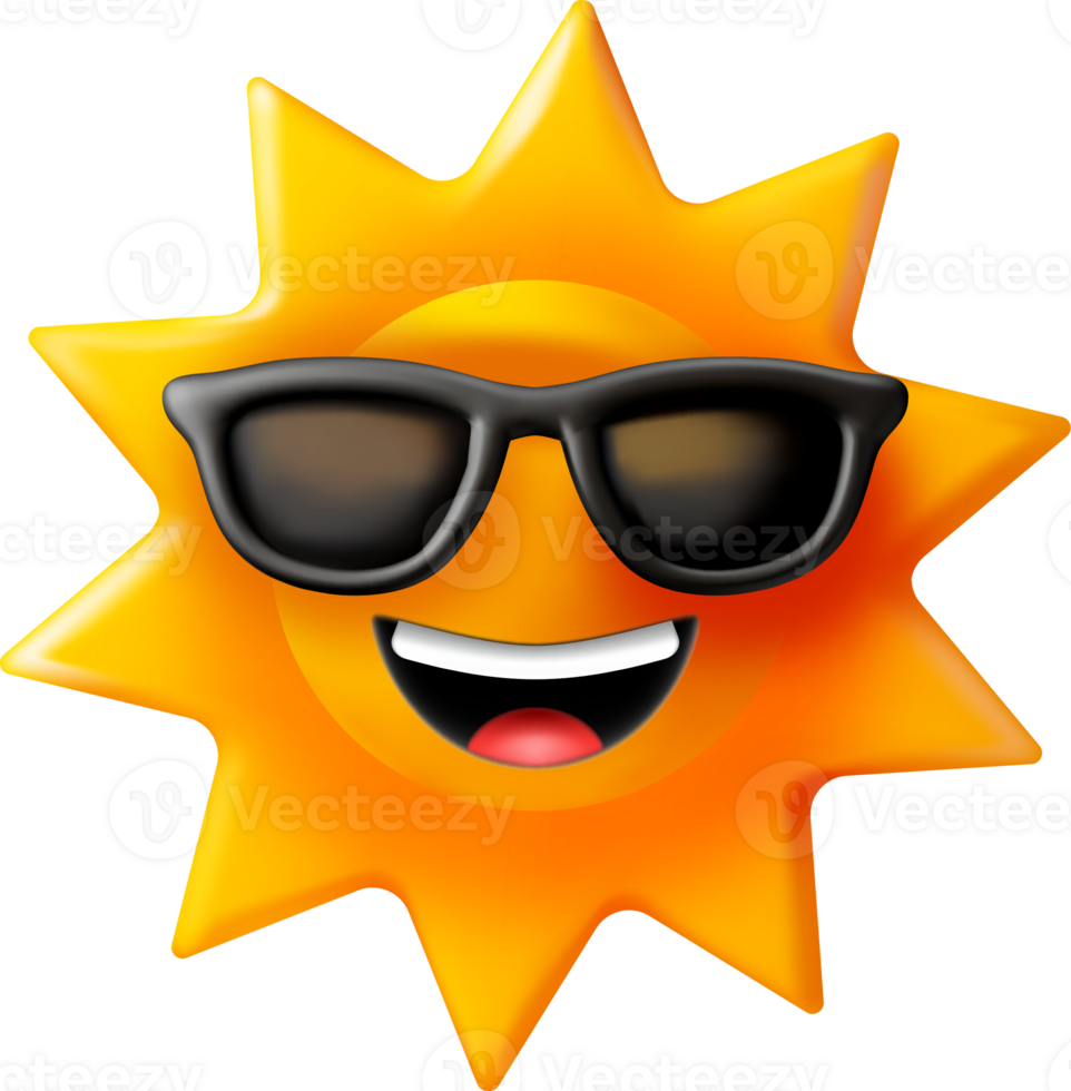 3D Cheerful Sun Illustration with Sunglasses png