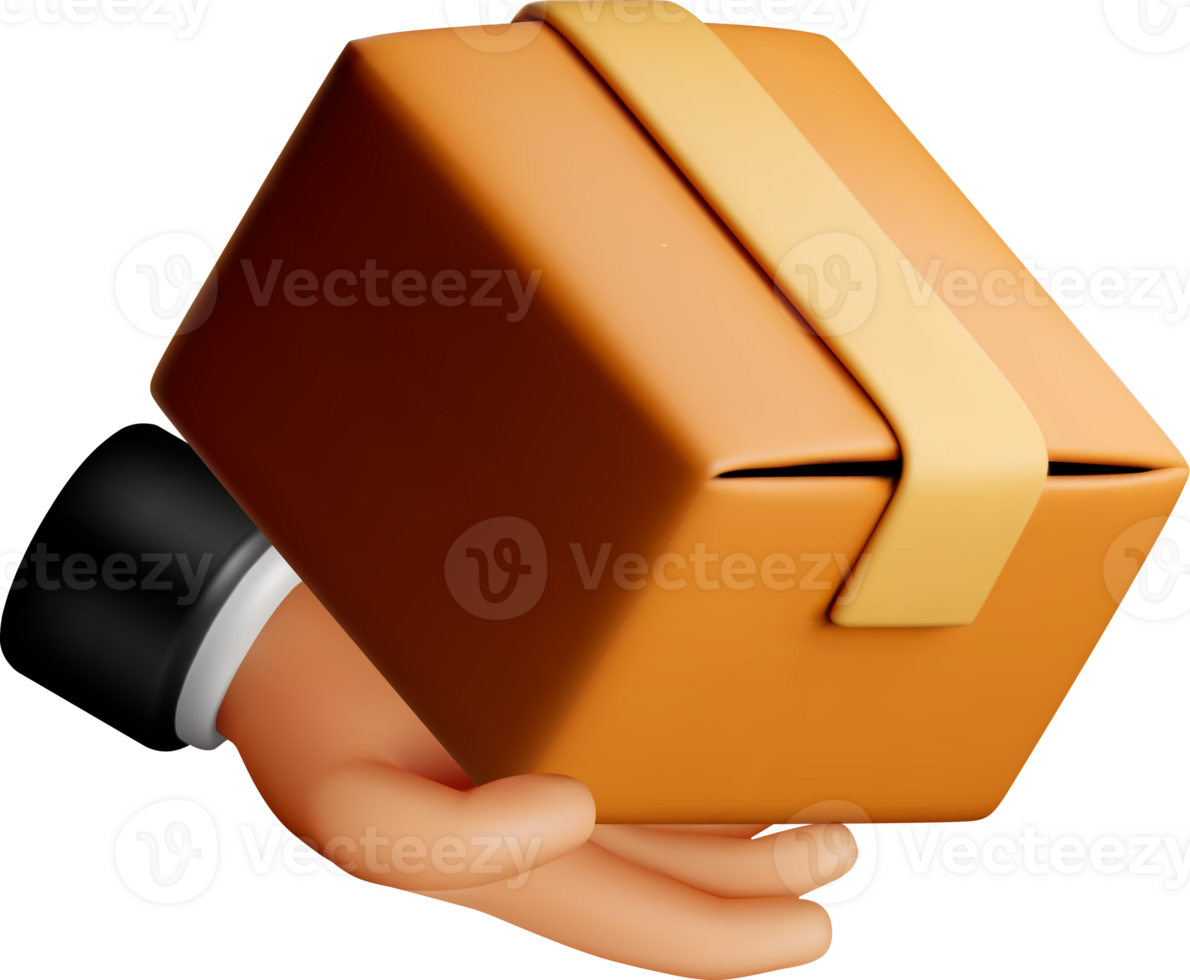 3D Hand Holding a Package in Vibrant Colors png