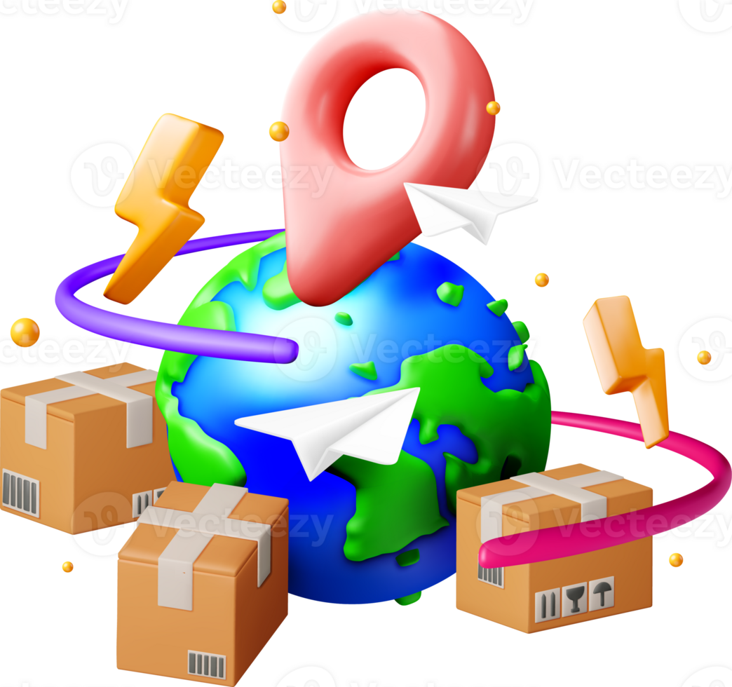 3D Global Shipping and Delivery Concept png