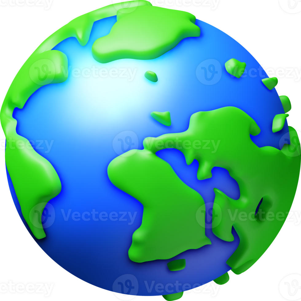 3D Render of Earth with Green Landmasses png