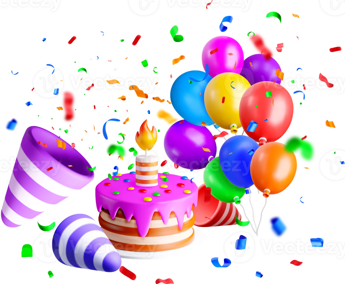 Color 3D Birthday Celebration Elements png