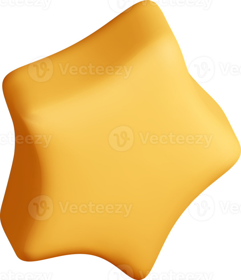 3D Yellow Star Shape with Smooth Curves png