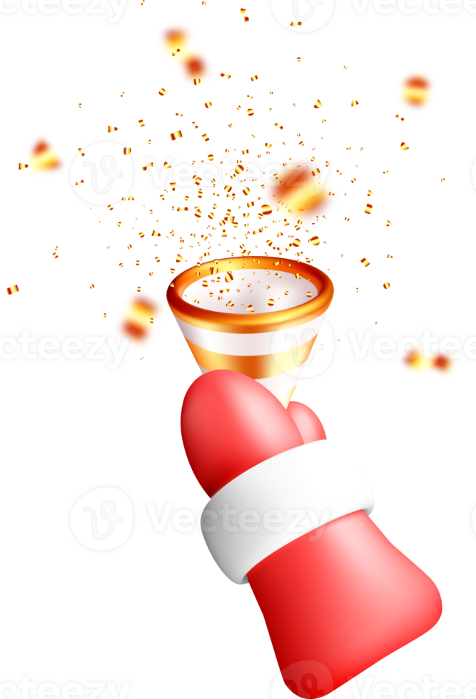 3D Celebration with Sparkling Cone and Hand png