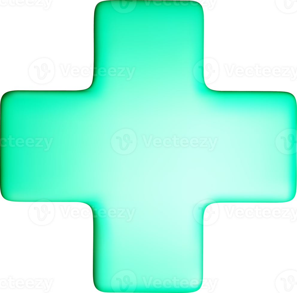 3D Glowing Green Plus Sign Icon Design png