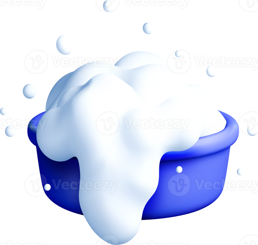 3D Bubble Bath Foam in a Blue Bowl png