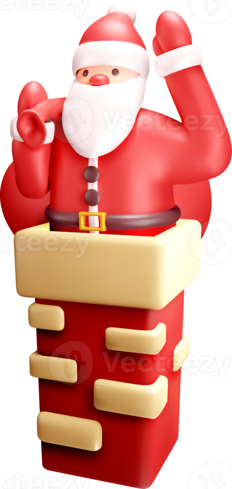 3D Santa Claus Figurine in Chimney Design png