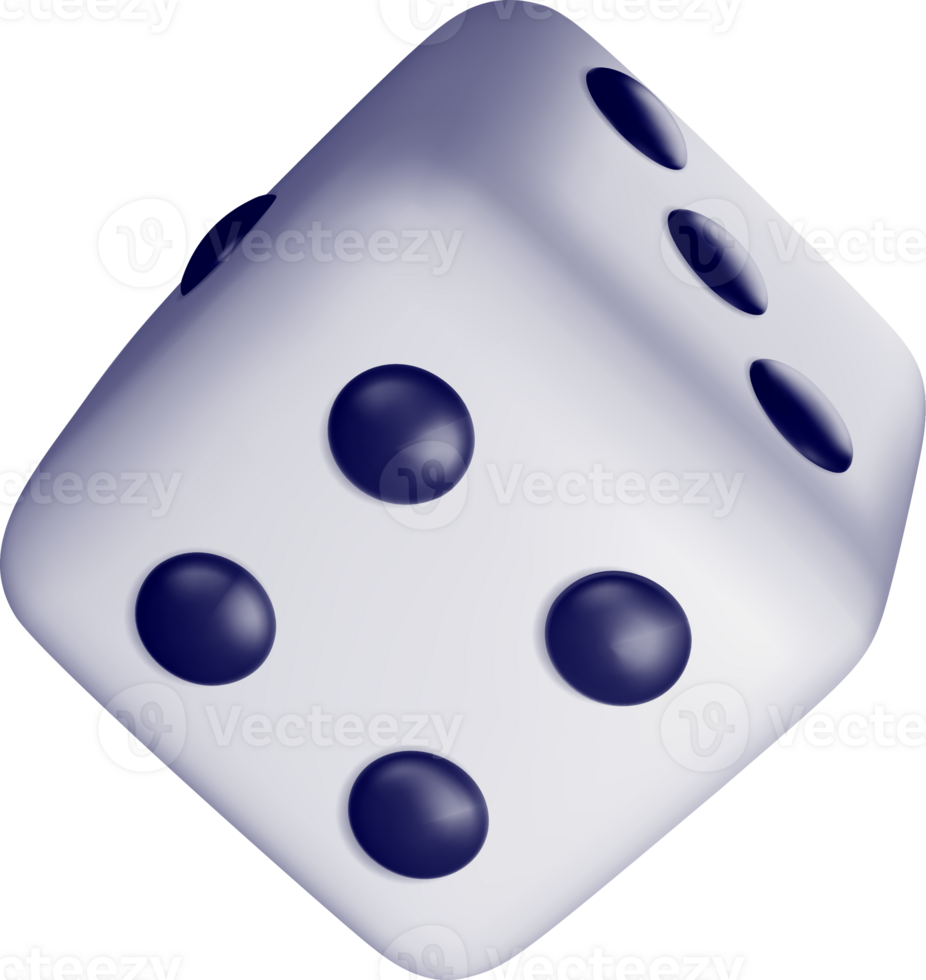 3D Render of a Classic Dice Showing Six png