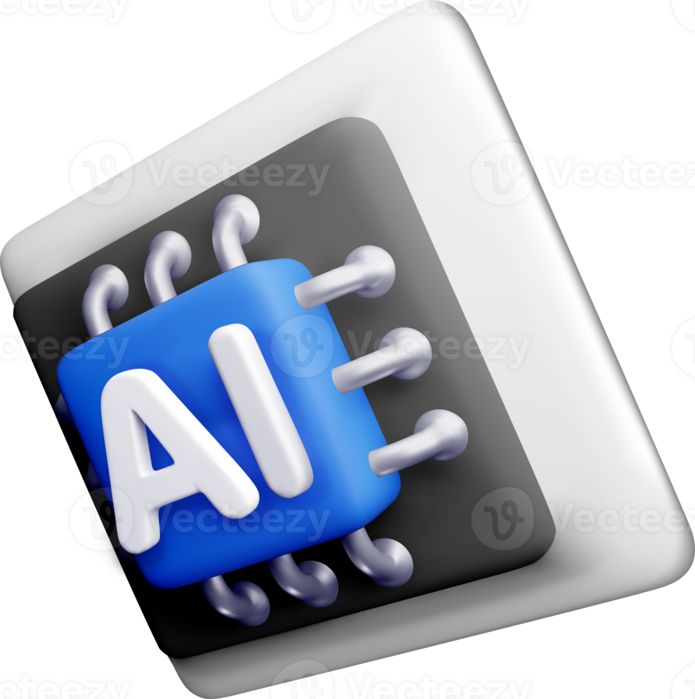 3D AI Chip Design Representing Technology png