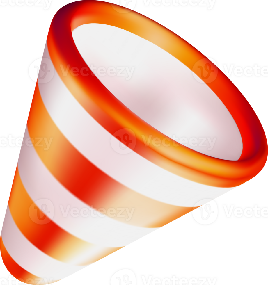 3D Orange and White Cone Shape Design png